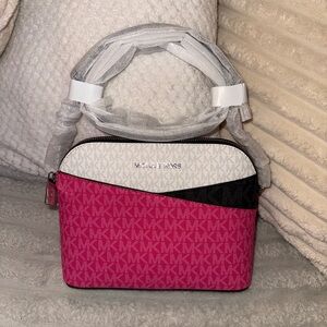 Michael Kors Pink, Black, and White Crossbody Bag